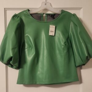 Who What Wear Green Boxy Oversized Blouse